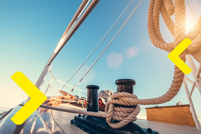 Nautički čvor na plovilu, jedrenje na otvorenom moru